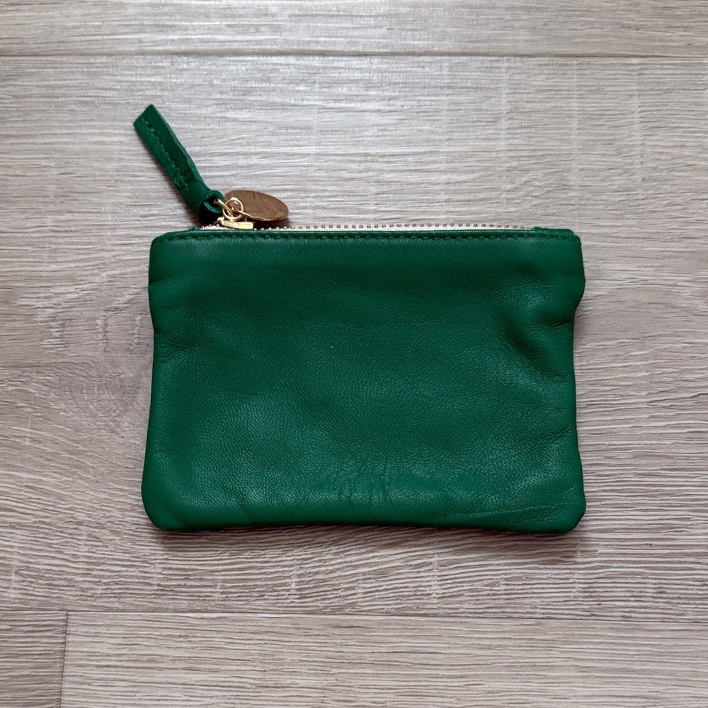 Clare V Emerald Leather Coin Clucth